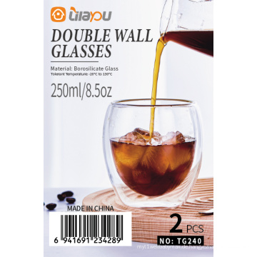 Lilayou 250ml doppelwandiger Glasbecher